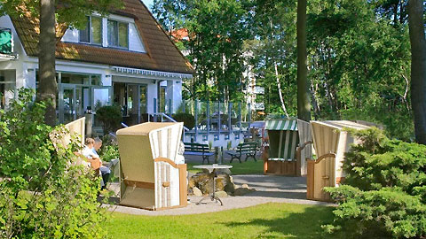 grüne Oase vor der Terrasse unseres Hotels